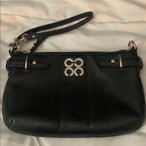 Coach large wristlet black leather